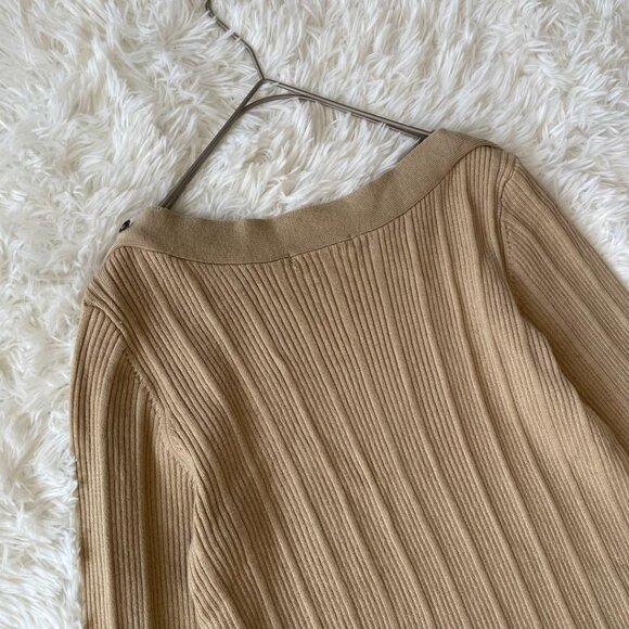 Natya Boat Neck Rib Knit Size M Tan - Picture 3 of 6